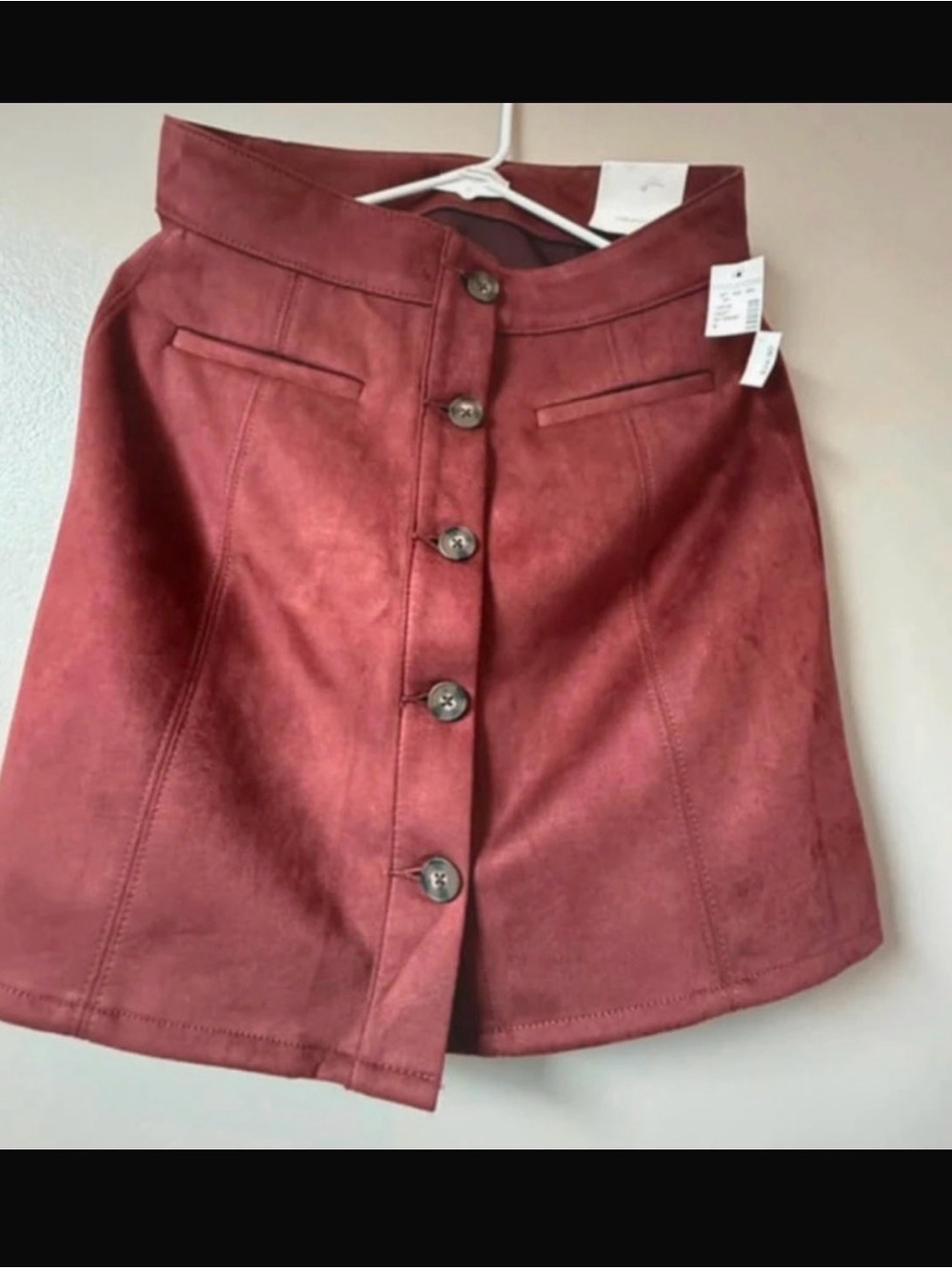Maurices Button-Front A-Line Faux Suede Skirt - Rust